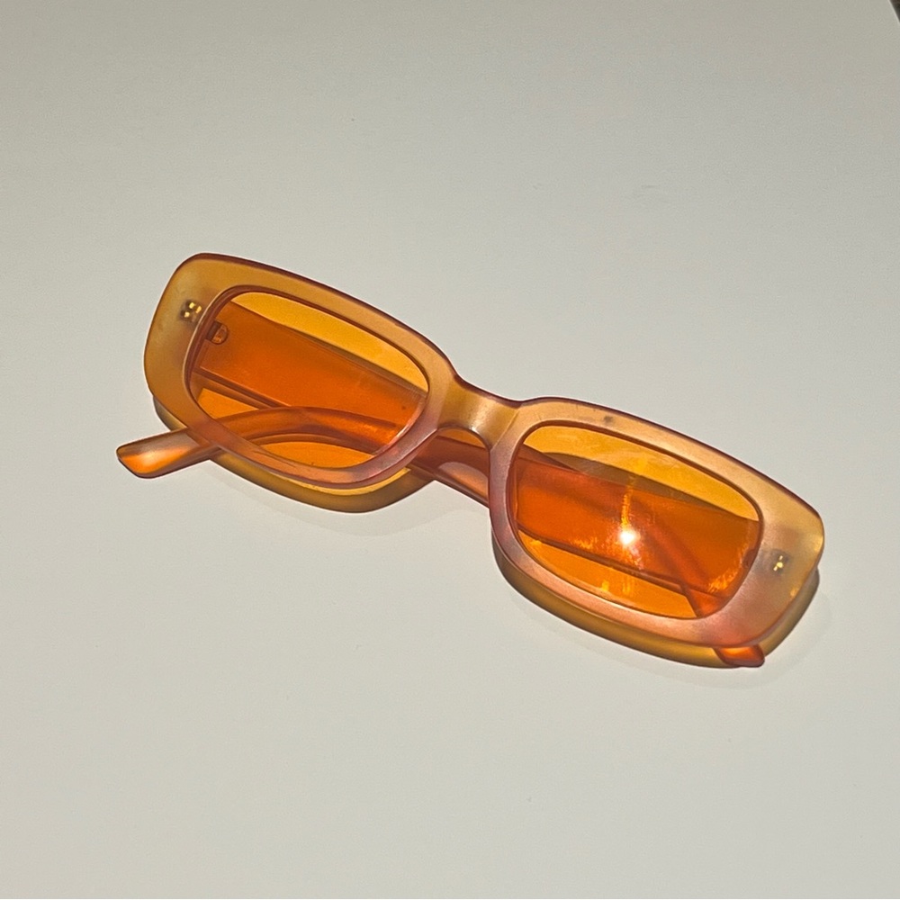 Orange Rectangle Sunglasses w/ Orange Lenses